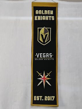 Vegas Golden Knights Embroidered Wool Blend Heritage NHL 32x8 Banner Hockey O